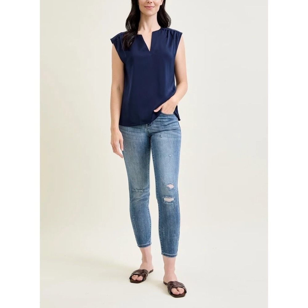 judy blue relaxed fit Cropped jeans Destruction Stretch Splatter Women's Sz 7/28